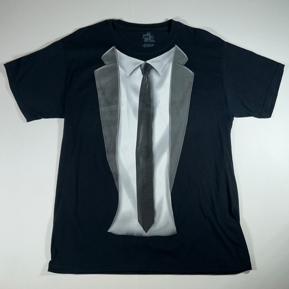 INK Inc Tuxedo T Shirt Mens Large Black Suit Tie Graphic Funny Costume Tee